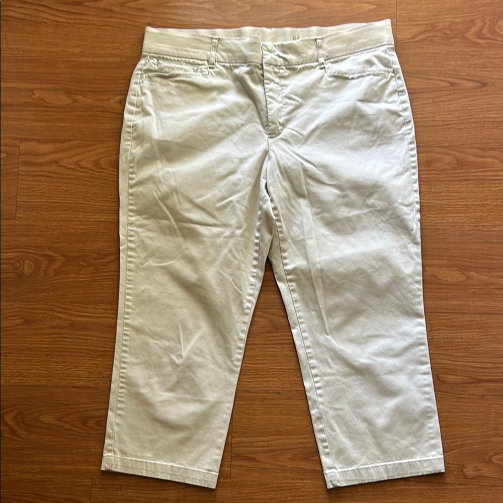 JM Collection White Chino Pants Cropped Cotton Twill - Picture 1 of 5